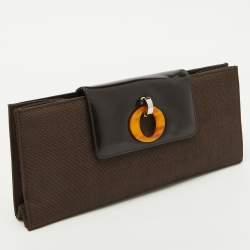 Dior Dark Brown Canvas and Leather Vintage Flap Clutch