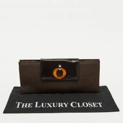 Dior Dark Brown Canvas and Leather Vintage Flap Clutch