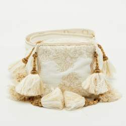Dior Beige/Gold Rêve d'Infini Embroidery Canvas Small D-Bubble Bucket Bag