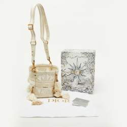 Dior Beige/Gold Rêve d'Infini Embroidery Canvas Small D-Bubble Bucket Bag