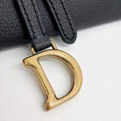 Dior Black Leather Oblique Saddle Chain Crossbody Bag