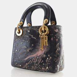 Dior Mini Black Lambskin "I Feel Blue" Lady Dior