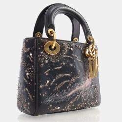 Dior Mini Black Lambskin "I Feel Blue" Lady Dior