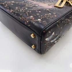 Dior Mini Black Lambskin "I Feel Blue" Lady Dior