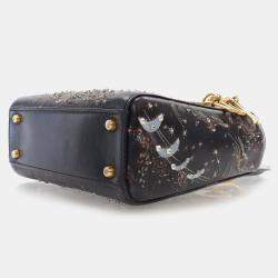 Dior Mini Black Lambskin "I Feel Blue" Lady Dior