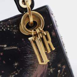 Dior Mini Black Lambskin "I Feel Blue" Lady Dior