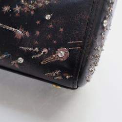 Dior Mini Black Lambskin "I Feel Blue" Lady Dior