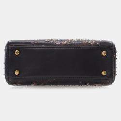 Dior Mini Black Lambskin "I Feel Blue" Lady Dior