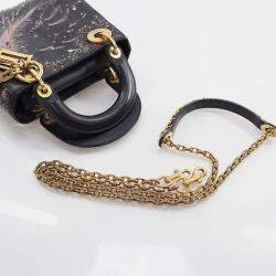 Dior Mini Black Lambskin "I Feel Blue" Lady Dior