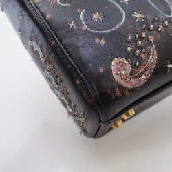 Dior Mini Black Lambskin "I Feel Blue" Lady Dior