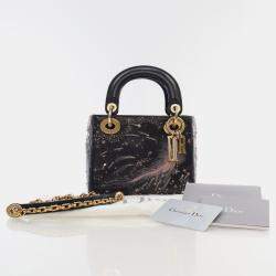Dior Mini Black Lambskin "I Feel Blue" Lady Dior