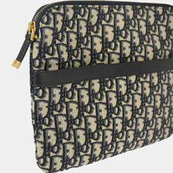 Dior Gray Navy Trotter Clutch Bag