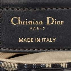 Dior Navy Blue Oblique Canvas and Leather Saddle Bag