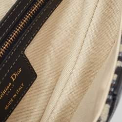 Dior Navy Blue Oblique Canvas and Leather Saddle Bag
