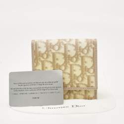 Pre Owned Dior Beige Oblique Coated Canvas and Leather French Flap Wallet