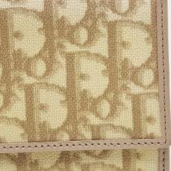 Pre Owned Dior Beige Oblique Coated Canvas and Leather French Flap Wallet