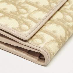 Pre Owned Dior Beige Oblique Coated Canvas and Leather French Flap Wallet