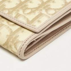 Pre Owned Dior Beige Oblique Coated Canvas and Leather French Flap Wallet