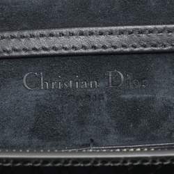 Pre Owned Dior Silver Micro Cannage Patent Leather 2in1 30 Montaigne Pouch Bag
