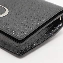 Pre Owned Dior Silver Micro Cannage Patent Leather 2in1 30 Montaigne Pouch Bag