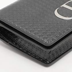 Pre Owned Dior Silver Micro Cannage Patent Leather 2in1 30 Montaigne Pouch Bag
