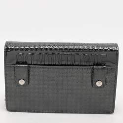 Pre Owned Dior Silver Micro Cannage Patent Leather 2in1 30 Montaigne Pouch Bag