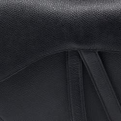 Pre Owned Dior Black Leather Saddle Bag
