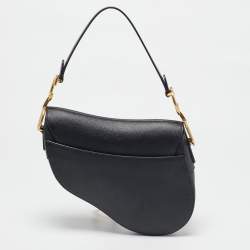 Pre Owned Dior Black Leather Saddle Bag