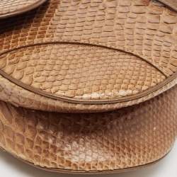 Pre Owned Dior Brown Glossy Python and Leather Saddle Bag