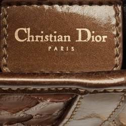 Pre Owned Dior Brown Glossy Python and Leather Saddle Bag
