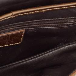 Pre Owned Dior Brown Glossy Python and Leather Saddle Bag