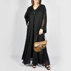 Pre Owned Dior Brown Glossy Python and Leather Saddle Bag