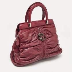 Dior Burgundy Leather Karenina Frame Tote