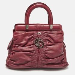Dior Burgundy Leather Karenina Frame Tote