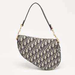 Pre Owned Dior Navy Blue Oblique Canvas Saddle Bag