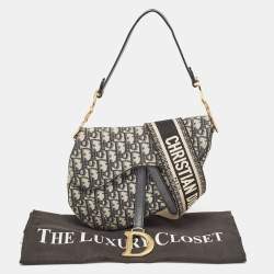 Pre Owned Dior Navy Blue Oblique Canvas Saddle Bag