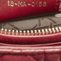 Pre Owned Dior Red Cannage Leather Medium Lady Dior Tote