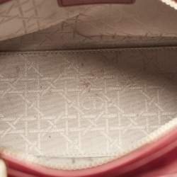 Pre Owned Dior Red Cannage Leather Medium Lady Dior Tote