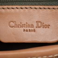 Pre Owned Dior Green/Tan Oblique Canvas Saddle Bag