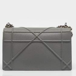 Pre Owned Dior Grey Leather Medium Diorama Flap Shoulder Bag