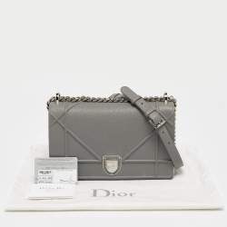 Pre Owned Dior Grey Leather Medium Diorama Flap Shoulder Bag