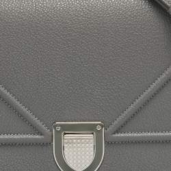 Pre Owned Dior Grey Leather Medium Diorama Flap Shoulder Bag
