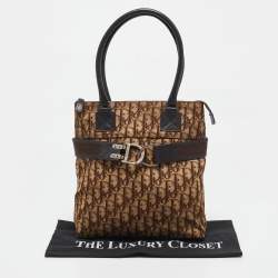 Pre Owned Dior Brown Diorissimo Canvas and Leather Buckle Tote