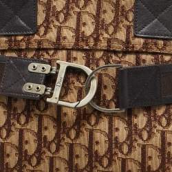 Pre Owned Dior Brown Diorissimo Canvas and Leather Buckle Tote