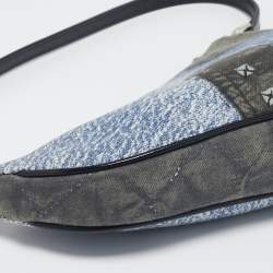 Pre Owned Dior Tricolor Denim Print Mini Saddle Bag