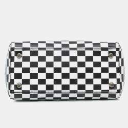 Dior Black White Leather Medium Checkered Lady Dior Tote Bag