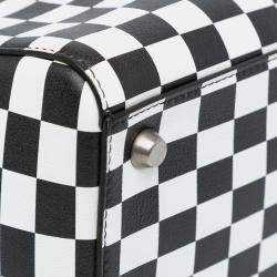 Dior Black White Leather Medium Checkered Lady Dior Tote Bag