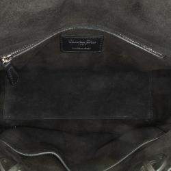 Dior Black White Leather Medium Checkered Lady Dior Tote Bag