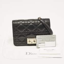 Pre Owned Dior Black Cannage Leather Mini Miss Dior Flap Bag