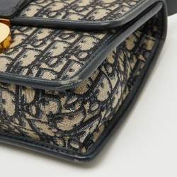 Pre Owned Dior Navy Blue Oblique Canvas and Leather 30 Montaigne Shoulder Bag